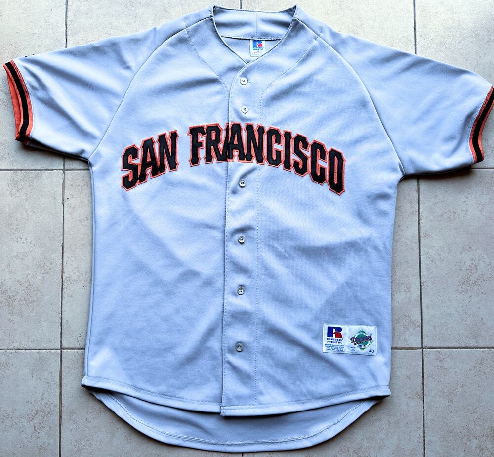 San Francisco Giants 90s Russell DIAMOND Authentic jersey 48 gray road MLB vtg
